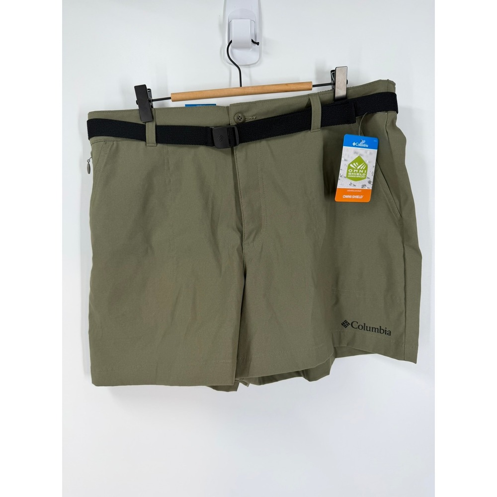 Columbia Brea Falls Nylon 4" Belted Shorts Olive Green Women's‎ XL Outdoors